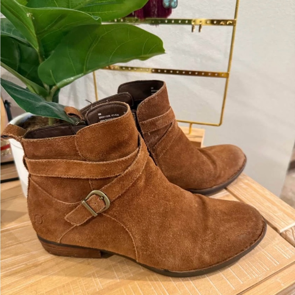 Born Dark Brown Suede Ankle Boots